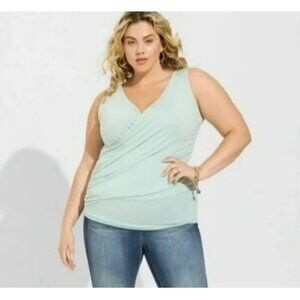 Torrid Studio Tissue Jersey Surplice Tank Top Size 4X 4 Gray Sleeveless 26 NWT